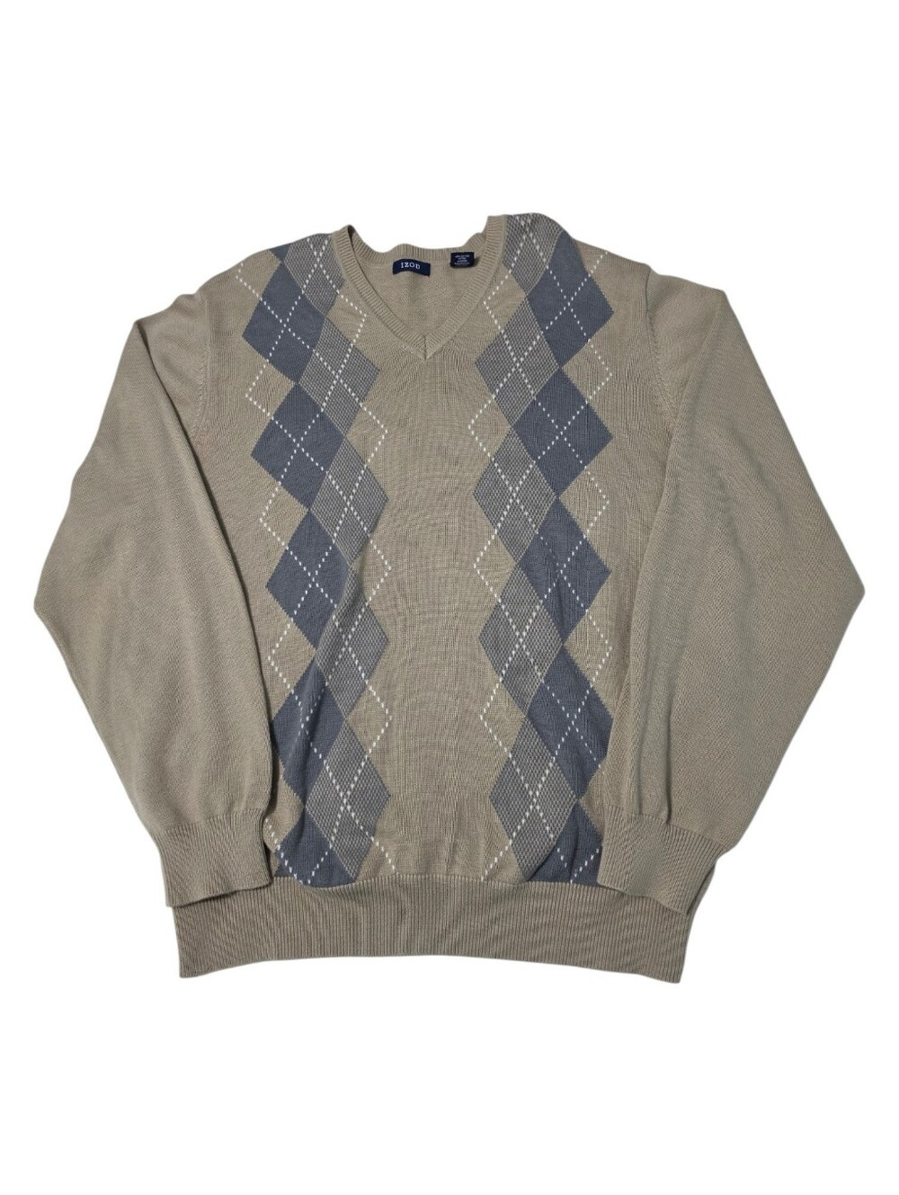 Izod Men's Argyle L9ng Sleeve V-Neck Preppy Sweater Sz XL
